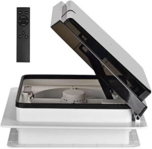 OstarkDom Ventilador de techo para caravanas, Claraboya, Nivel de ruido ultra bajo de escape reversible con sensor de lluvia, ventilador permanente de nivel automático para autocaravana, color blanco