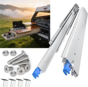 1 Par Guias Correderas para Cajones de Servicio Pesado 76 Anchos 220kg Capacidad Carga 1400 1500 1600 1700 1800 1900 2000mm Rieles para Cajones con Cerradura Extensión Completa(Azul,2000mm/80in)