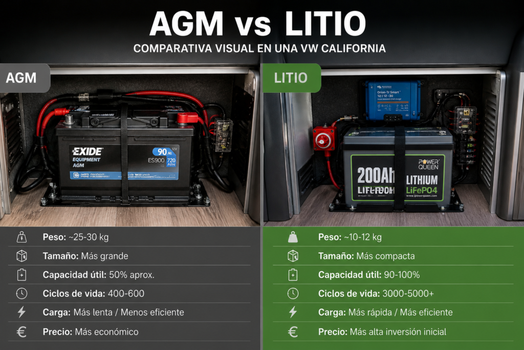 Batería AGM vs Litio